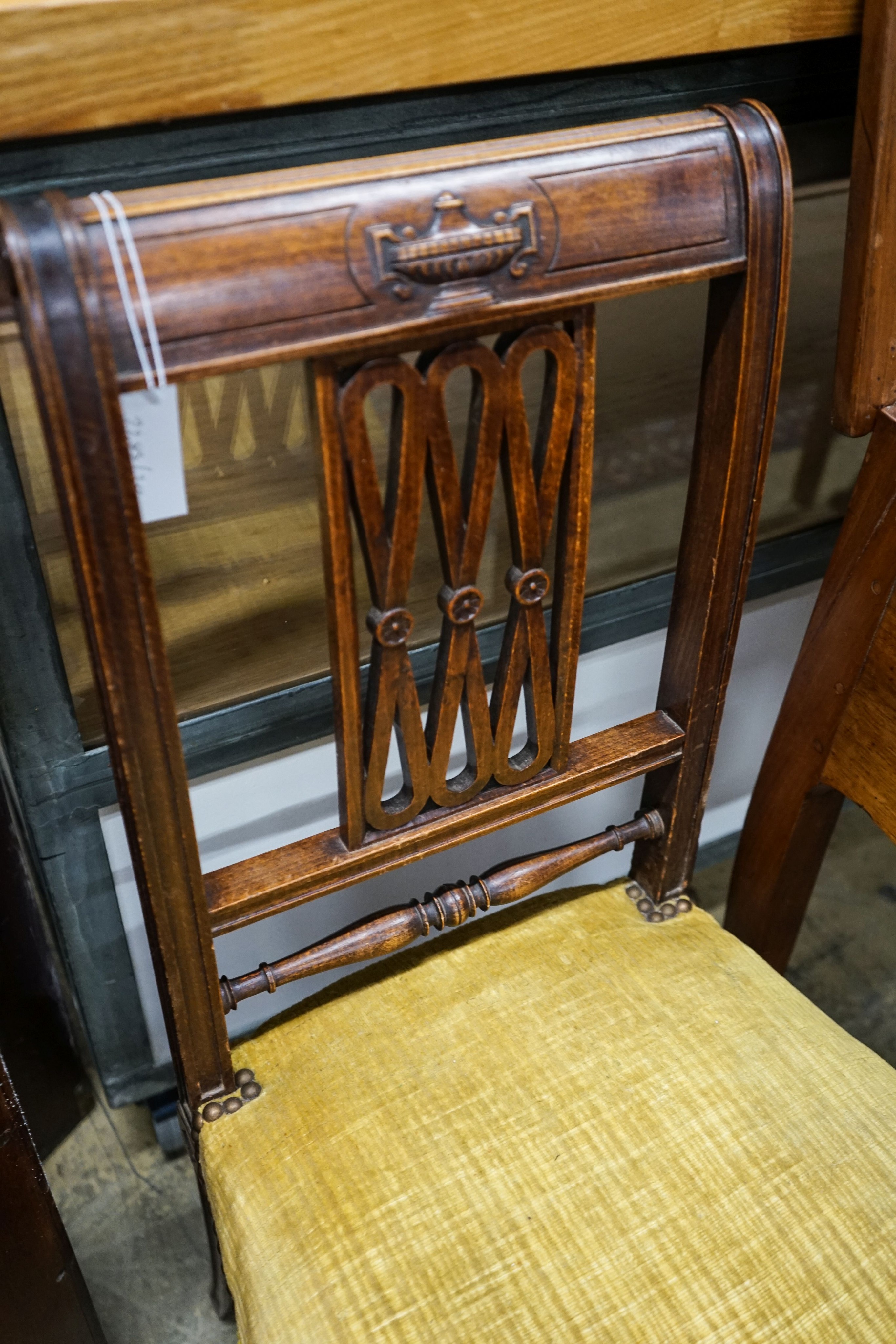 An Italian hall chair, with upholstered seat